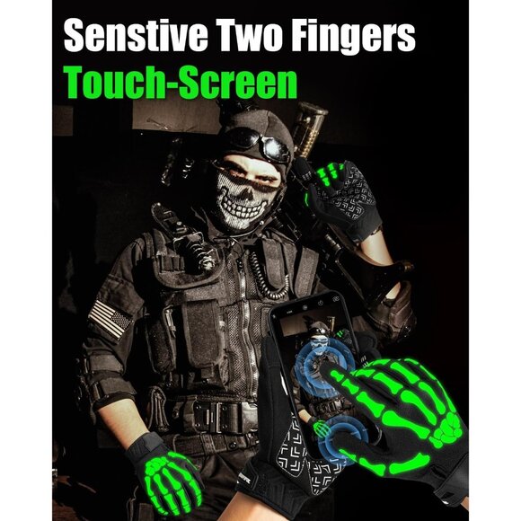 Men's Skeleton Glow in Dark Touchscreen Breathable Lightweight Street Bike Glove - Picture 5 of 6